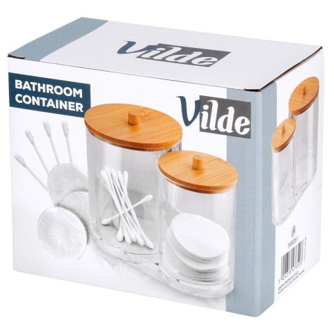 Zestaw Pojemników na Patyczki Płatki 15 x 9 x 12,5 cm z Bambusową Pokrywą