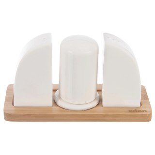 Zestaw Solniczka Pieprzniczka Porcelanowa Biała ze Stojakiem ORION 4 el.