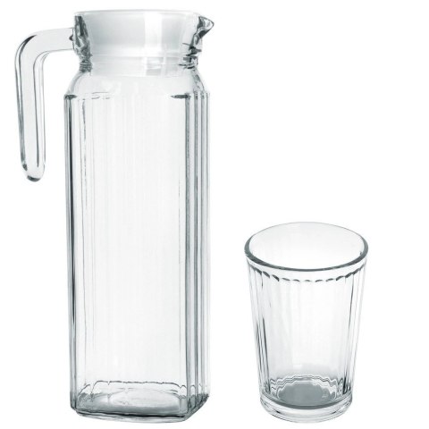Zestaw Szklanki Dzbanek Szklany z Pokrywką Solidny EXCELLENT HOUSEWARE 5el.