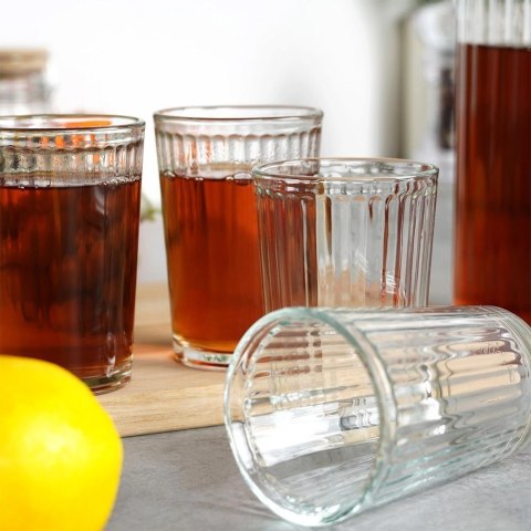 Zestaw Szklanki Dzbanek Szklany z Pokrywką Solidny EXCELLENT HOUSEWARE 5el.