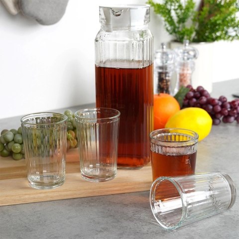 Zestaw Szklanki Dzbanek Szklany z Pokrywką Solidny EXCELLENT HOUSEWARE 5el.