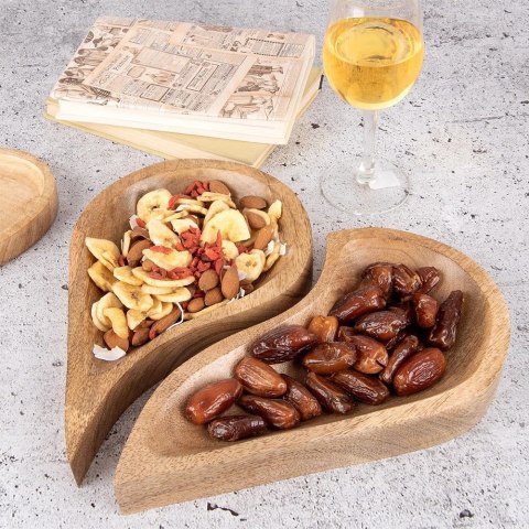 Zestaw Talerzy do Serwowania Drewno MANGO 2 szt. Serce 30,5 x 27 cm