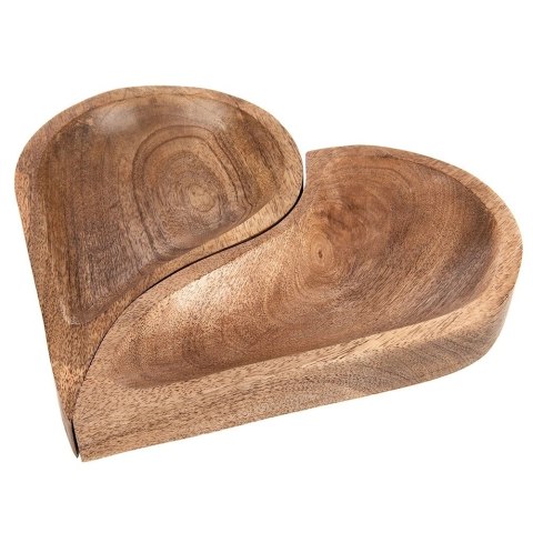 Zestaw Talerzy do Serwowania Drewno MANGO 2 szt. Serce 30,5 x 27 cm