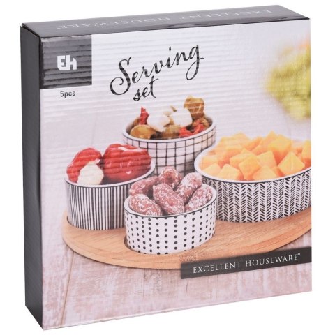 Zestaw do Przystawek Przekąsek 4 Miseczki + Deska EXCELLENT HOUSEWARE