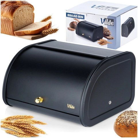 Chlebak Pojemnik na Chleb Metalowy Czarny Solidny VILDE 30 x 26,5 x 17,5 cm