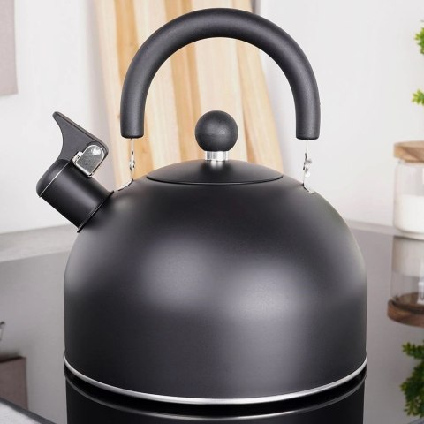 Czajnik z Gwizdkiem Stalowy Czarny Indukcja Gaz Tradycyjny VILE 3 L