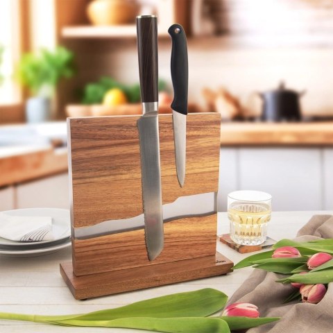 Stojak na Noże Drewniany Magnetyczny Dwustronny 24 cm River ORION