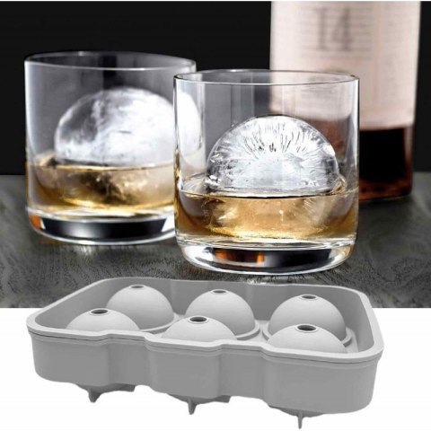 Foremki silikonowe do kostek lodów, na 6 dużych kulek lodu, szary FNL01