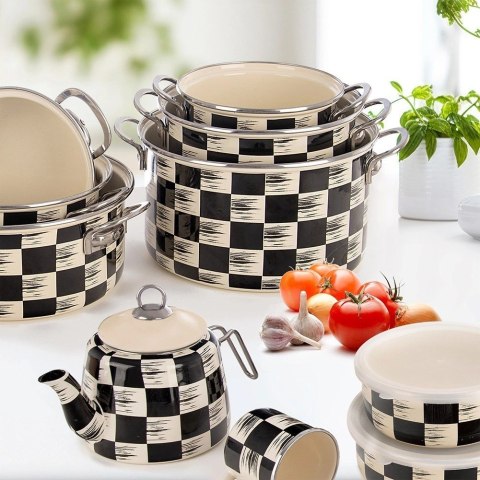 Garnek Emaliowany 4 L ORION SZACHOWNICA 22 cm Indukcja Zmywarka