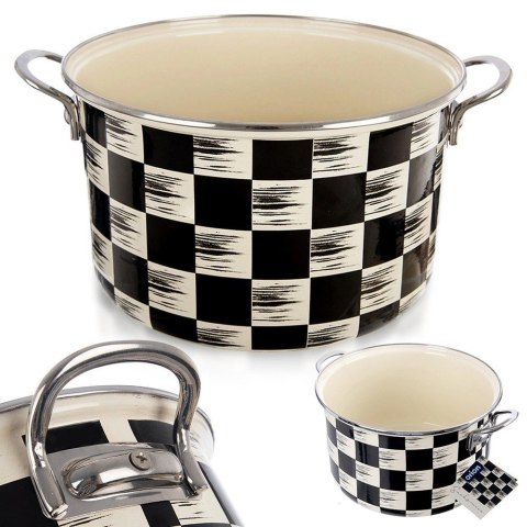 Garnek Emaliowany 6,5 L ORION SZACHOWNICA 26 cm Indukcja Zmywarka