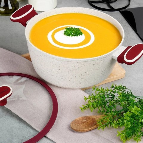 Garnek Granitowy ze Szklaną Pokrywką Gaz Indukcja NAVA 26 cm 5,2 L