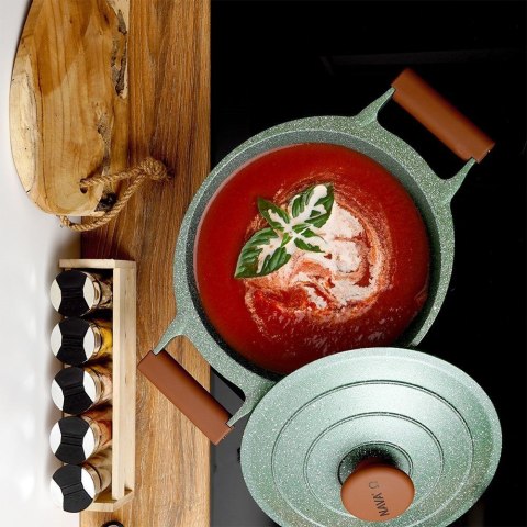 Garnek do Gotowania Indukcja z Pokrywką Uchwytami Granitowy NAVA 4,4 L