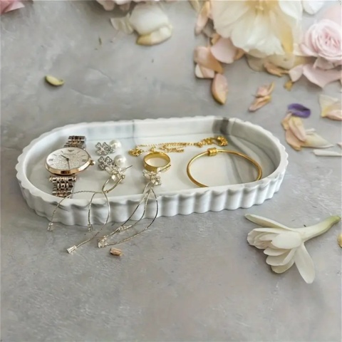 1-częściowa owalna taca do przechowywania toalet, taca na mydło na blacie, taca silikonowa na blat