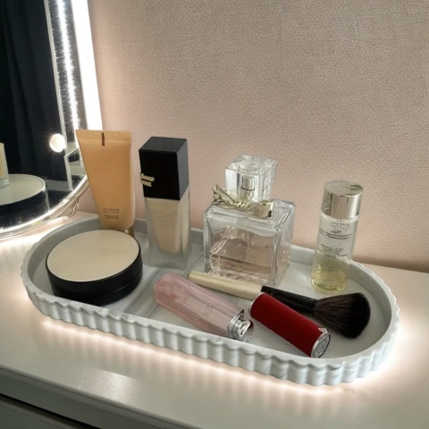 1-częściowa owalna taca do przechowywania toalet, taca na mydło na blacie, taca silikonowa