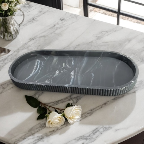 1-częściowa owalna taca do przechowywania toalet, taca na mydło na blacie, taca silikonowa