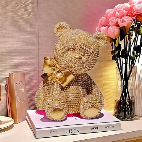 1 sztuka kreatywnego białego kolorowego niedźwiedzia z koralików w kropki, idealny prezent na walentynki,