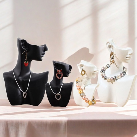 1szt Żywica Boczna Twarz Manekin Biżuteria Stojak Głowa Popiersie Portret Naszyjnik Bransoletki Kolczyki Biżuteria Stojak