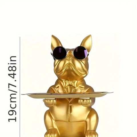 Kreatywna, wielofunkcyjna złota statuetka buldoga jako taca, ozdoba do salonu, gabinetu, sypialni, dekoracja wnętrz.