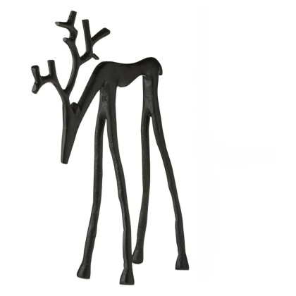 Nowoczesna statuetka renifera, odporna na zużycie, czarna powłoka, wielokrotnego użytku, ozdoba świąteczna na stół, kominek