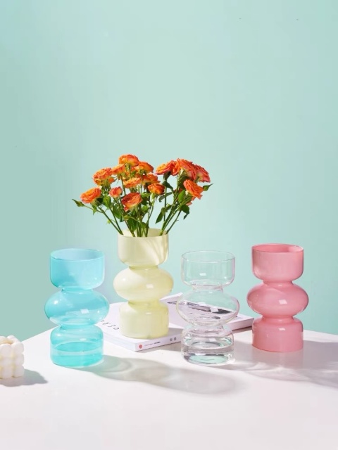 Retro nieregularny szklany wazon domowy salon stół jadalny LLuxury dekoracja wazony na kwiaty