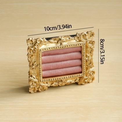 Stojak na pierścionki w stylu vintage, złoty, zamszowa taca na kolczyki, barokowy design, prezenty ślubne i urodzinowe