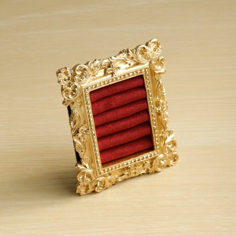 Stojak na pierścionki w stylu vintage, złoty, zamszowa taca na kolczyki, barokowy design, prezenty ślubne i urodzinowe