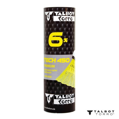 Lotki do Badmintona Nylonowe Żółte Wytrzymałe TALBOT TORRO FAST 6 szt.