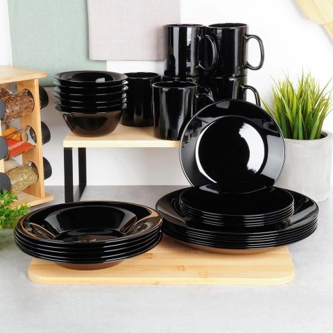 Miseczki 300 ml Szkło Opalowe Czarne 6 szt do Zmywarki i Mikrofali VILDE