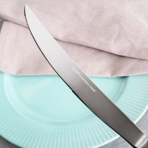 Noże Stołowe Stalowe Srebrne Wytrzymałe Klasyczne NAVA HARMONY 3 el.