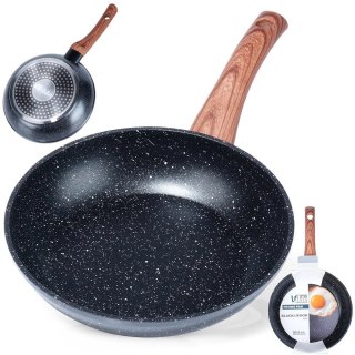 Patelnia Granitowa Nieprzywierająca 20 cm VILDE Black&Wood Indukcja