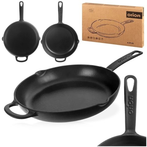 Patelnia Żeliwna Emaliowana 24 cm ORION Litina do Indukcji i Piekarnika
