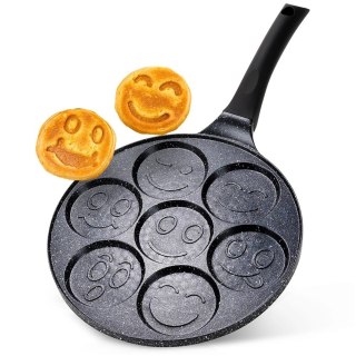 Patelnia do Jajek Granitowa 7 Otworów 26 cm VILDE Black Line Buzie Indukcja