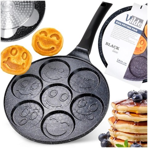 Patelnia do Jajek Granitowa 7 Otworów 26 cm VILDE Black Line Buzie Indukcja