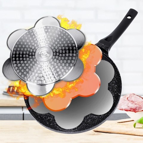 Patelnia do Jajek Granitowa 7 Otworów 26 cm VILDE Black Line Soft Touch