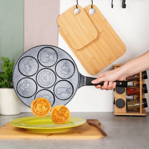 Patelnia do Jajek Granitowa 7 Otworów 26 cm VILDE Black Line Zwierzątka