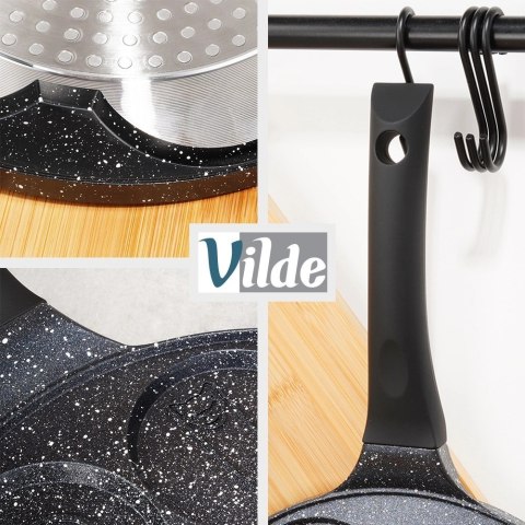 Patelnia do Jajek Granitowa 7 Otworów 26 cm VILDE Black Line Zwierzątka