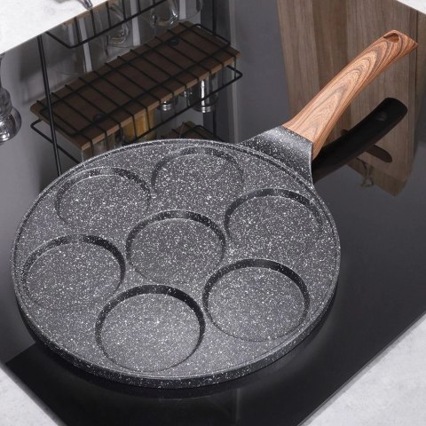 Patelnia do Jajek Granitowa 7 Otworów 26 cm VILDE Black&Wood Indukcja
