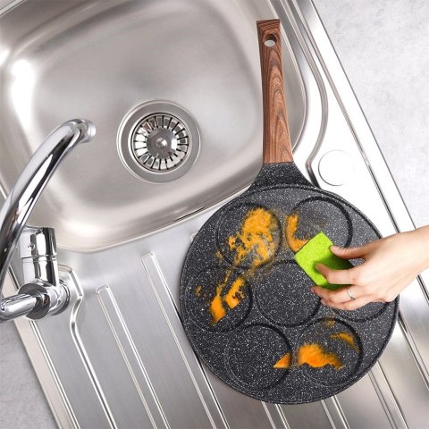 Patelnia do Jajek Granitowa 7 Otworów 26 cm VILDE Black&Wood Indukcja