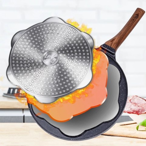 Patelnia do Jajek Granitowa 7 Otworów 26 cm VILDE Black&Wood Indukcja