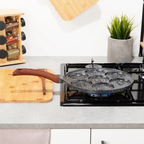 Patelnia do Jajek Granitowa 7 Otworów 26 cm VILDE Black&Wood Indukcja