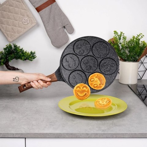 Patelnia do Jajek Placków Granitowa Nieprzywierająca 7 Otworów VILDE 26 cm