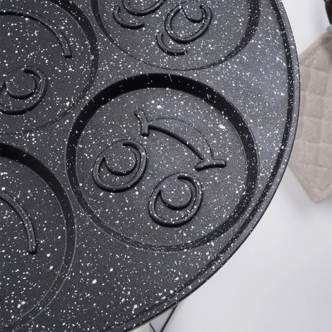 Patelnia do Jajek Placków Granitowa Nieprzywierająca 7 Otworów VILDE 26 cm