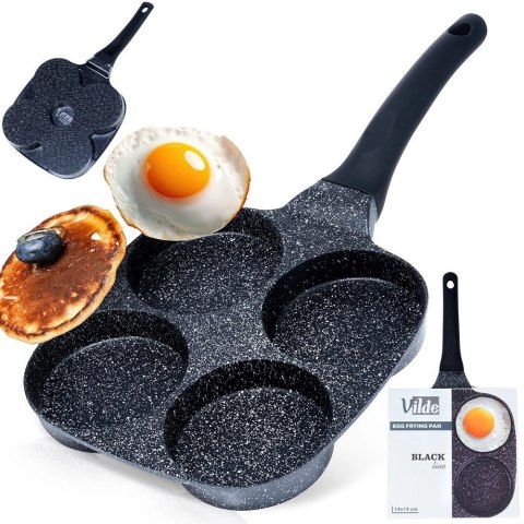 Patelnia do Jajek Placków Pancakes Granitowa 4 Otwory Solidna VILDE 19x19 cm
