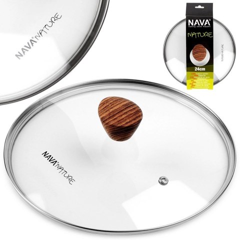 Pokrywka Szklana do Garnka Patelni Żaroodporna Okrągła NAVA 24 cm