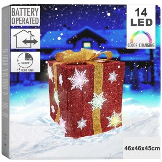 Prezent Świecący Świąteczny LED Czerwony Timer Dekoracja 46 cm VILDE