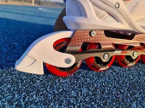 Rolki Damskie Męskie Białe Kauczukowe Solidne z Hamulcem KUBISPORT roz. 37