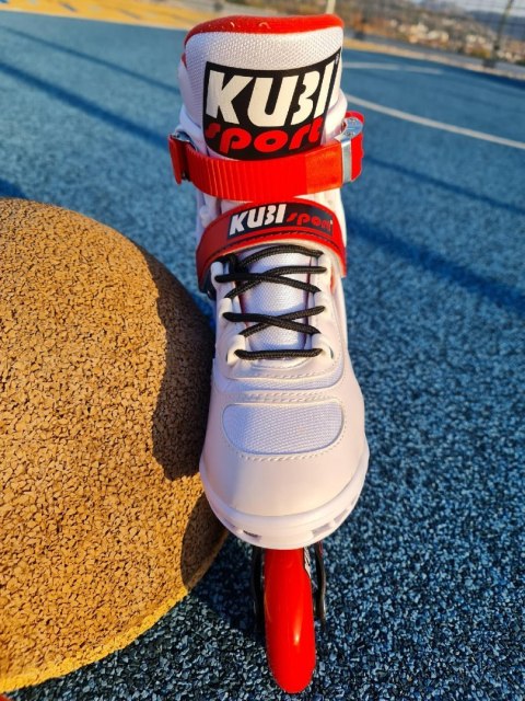 Rolki Damskie Męskie Białe Kauczukowe Solidne z Hamulcem KUBISPORT roz. 38