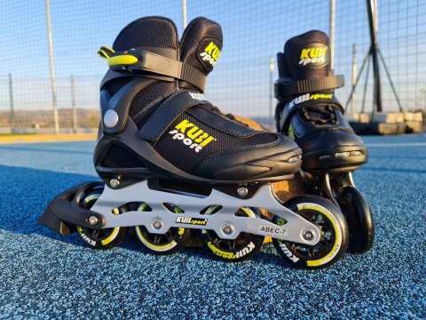 Rolki Damskie Męskie Czarne Kauczukowe Solidne z Hamulcem KUBISPORT roz. 38