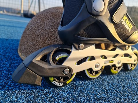 Rolki Damskie Męskie Czarne Kauczukowe Solidne z Hamulcem KUBISPORT roz. 38