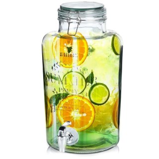 Słój Dozownik Dyspenser do Napojów z Kranikiem Pokrywką Szklany VILDE 8 L